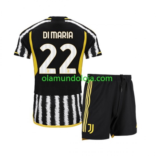 Camisola Juventus Angel Di Maria 22 Criança Equipamento Primeiro 2023-2024 Manga Curta